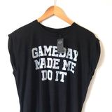 Live Love Gameday “Gameday Made Me Do It” Graphic Black Short Sleeve Top NWT- Size M