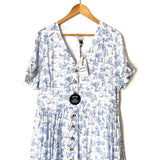 Joanie Blue Printed Button Up Dress NWT- Size 14