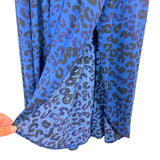 Loft Beach Blue/Black Animal Print Front Tassel Tie Rounded Hem Midi Dress- Size M (sold out online)