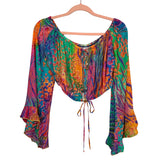 Luli Fama Multicolor Off the Shoulder Ruffle Crop Top NWT- Size S (sold out online)