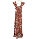 Maurices Brown Floral Print Maxi Dress NWT- Size 1 (Fits Like 1X)