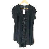 Free People Button Loose Flowy Black Top NWT -Size XS