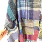 No Brand Plaid Wrap With Sleeve Holes