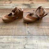 Free People Brown Suede Block Heel Closed Toe Wooden Clogs- Size 37 (US 7, see notes)