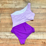 No Brand (Amazon) Lilac/Purple One Shoulder Side Cut Out Padded One Piece- Size XL