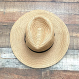 Sole Society Tan Paper Straw Black Belt Hat