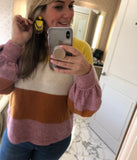 Madewell Color Block Striped Wool Blend Sweater- Size L