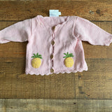 Little English Pink Crochet Pineapple Cardigan Sweater- Size 6M