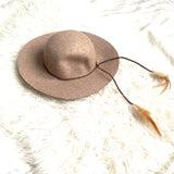 American Eagle Wool Wide Floppy Brim Hat with Braided Belt and Feather Detail