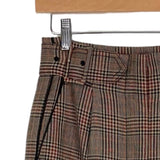 3.1 Phillip Lim Brown 100% Wool Check Plaid with Side Adjustable Belt Pleated Dress Pants- Size 0 (Inseam 25.5", see notes)