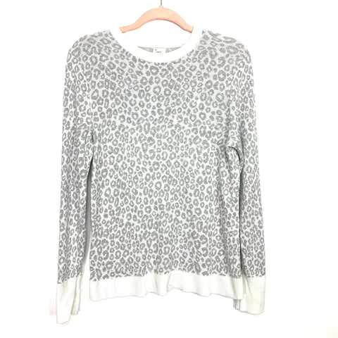 A New Day White/Grey Animal Print Sweater- Size M