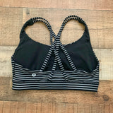 Lululemon Black/White Stripe Criss Cross Back Sports Bra- Size 6