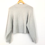 Vestique Fuzzy Light Grey Bubble Sleeve Sweater NWT- Size S/M