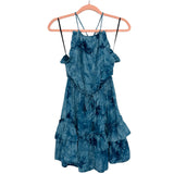 Majorelle Blue Tie Dye Halter with Draw String Waist Dress- Size S