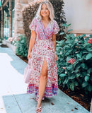 No Brand Floral Wrap Dress with Matching Head Wrap- Size M