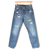 Levi Hidden Button Up Distressed Jeans- Size 26 (Inseam 26.5")
