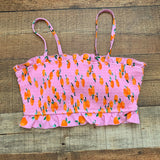 No Brand Pink/Citrus Fruit Smocked Swim Top With Removable Straps- Size M (We Have Matching Bottom)