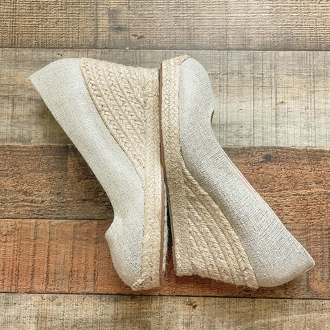 J Crew Cream/Gold Metallic Canvas Espadrille Wedges- Size 7 (BRAND NEW CONDITION, sold out online)