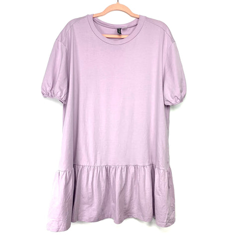 DIVIDED H&M Purple Elastic Sleeve Drop Waist Dress- Size L