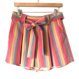 Moon River Striped Belted Shorts- Size S