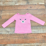 Carter's Pink/White Stripe Animal Face Top- Size 4T
