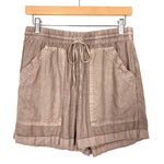 Universal Thread Brown Linen Drawstring with Rolled Hem Shorts- Size S