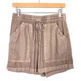 Universal Thread Brown Linen Drawstring with Rolled Hem Shorts- Size S