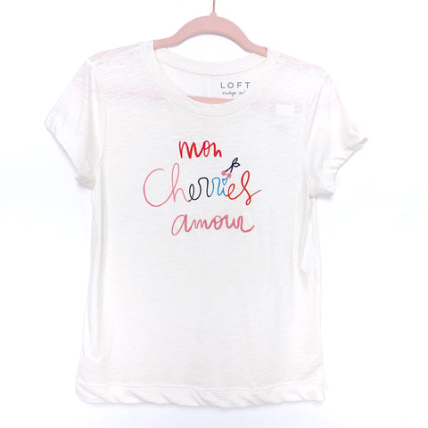 Loft Cream "Mon Cherries Armour" Graphic T-Shirt NWT- Size XS