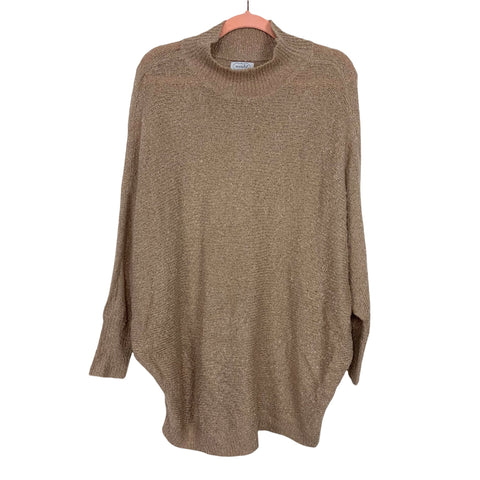 Mudpie Tan Mock Neck Dolman Sleeve Sweater- Size S/M