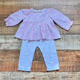 Pippa Layette + Lounge Pima Cotton Heart Print Top with Polka Dot Pants- Size 6M (sold as a set)