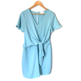 Everly Blue V Neck Knotted/Tie Front Dress- Size S