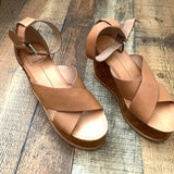 Dolce Vita Tan Suede Bottom Studded Ankle Buckle Wedge- Size 7.5