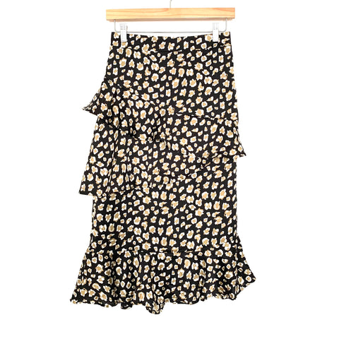 &Merci Elastic Waistband Animal Print Ruffle Tiered Skirt- Size S