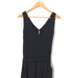 No Brand Black V-neck Crop Jumpsuit with Cinched Waist and Pockets- Size ~XS