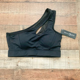 Savvi Fit Black Ledge One Shoulder Padded Sports Bra NWT- Size S