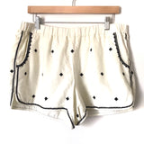 Madewell White Embroidered Linen Elastic Waist Shorts- Size L