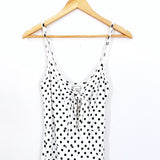 Caution to the Wind Polka Dot Super Soft Tie Front Jumpsuit- Size S