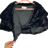 Eliza J Black Faux Fur Front Snap Shrug - Size L
