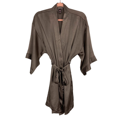 Victoria's Secret Pewter Satin Belted Wrap Robe- Size M/L