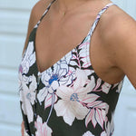 Sanctuary Olive Green Floral Print Button Up Tank Top NWT- Size XS