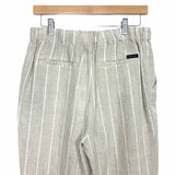 Sanctuary Khaki and White Striped Linen Belted Pants NWT- Size 31 (Inseam 23.5”)