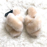 EMU Australia Genuine Sheep Fur Cream Slippers NWT- Size 6