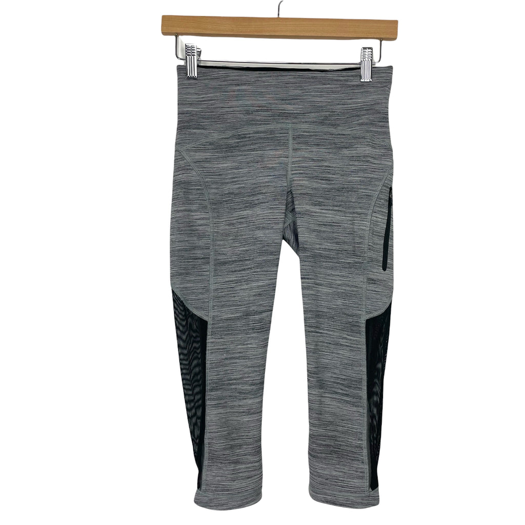 Lululemon Heathered Grey with Side Zipper Pocket and Mesh Sides Croppe –  The Saved Collection
