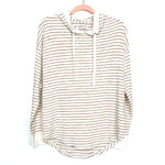 Abercrombie & Fitch White/Tan Striped Soft A&F Cozy Hoodie- Size M