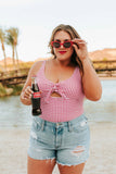 Pink Desert Summer Gingham Tie Front and Back Padded One Piece- Size XL (sold out online, see notes)