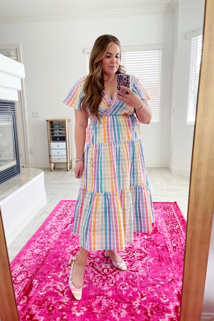 J Crew Rainbow Gingham Faux Wrap Dress- Size 12 (see notes, sold out o – The Saved Collection