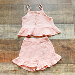 No Brand Peach Muslin Two Piece Set- Size ~6-9M (sold as set, see notes)