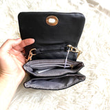 Mali + Lili Black Quilted Vegan Leather Belt Bag with Chain Strap NWT