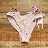 For Love & Lemons Pink and Yellow Floral Print Bikini Bottoms NWT- Size M (we have matching top)