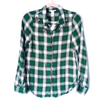 H&M Green Plaid Button Up with Beaded Bug Detail NWT- Size 4